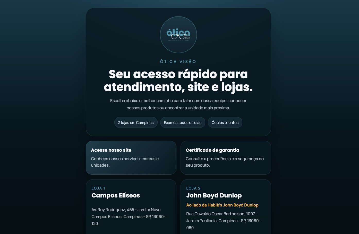 Página de Links — Topo